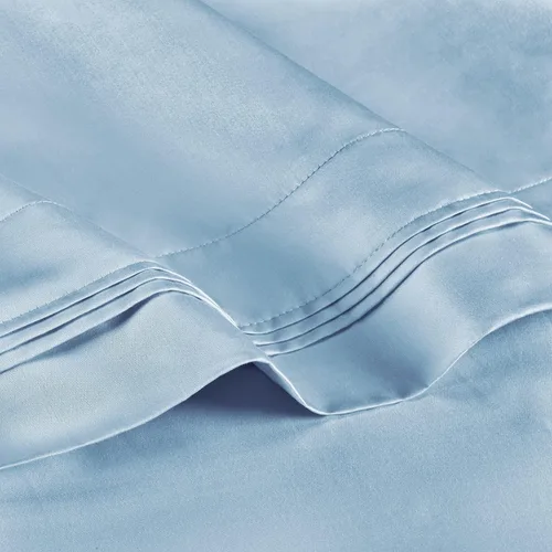 Vista 4 de Superior 100% algodón egipcio de 650 hilos, juego de fundas de almohada estándar de 2 piezas, una sola capa, sólido, azul bebé