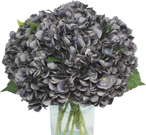 Vista 21 de 5 piezas de flores artificiales falsas, hortensias de seda, 1 arreglos de cabeza de flor, ramos de boda, decoración floral de plástico, centros