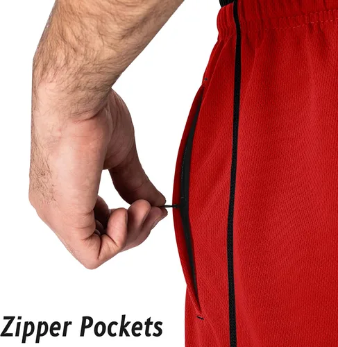 Vista 4 de Magnivit - Pantalones deportivos ligeros para hombre, ajuste holgado, parte inferior abierta, de malla, atléticos, con bolsillos con cremallera