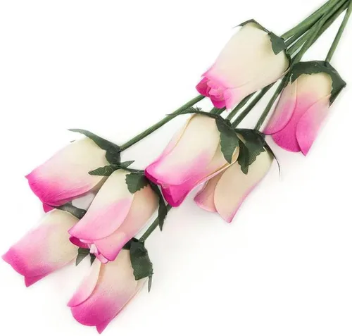 Vista 90 de 6 rosas de madera negras medio abiertas para manualidades, ramos personalizados y otros proyectos. 16 colores para elegir. Negro