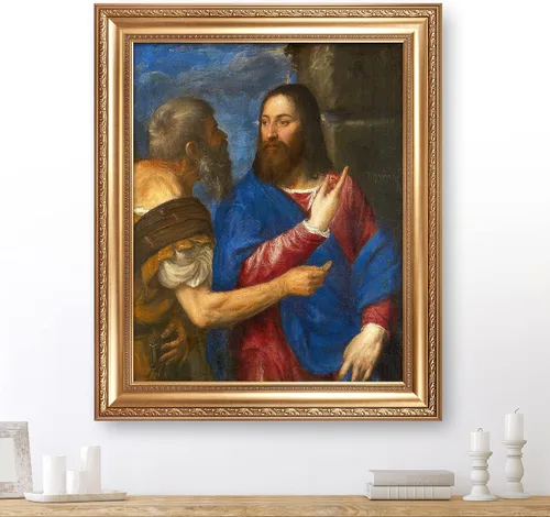 Vista 24 de Anunciación de Leonardo da Vinci Reproducciones de arte clásico, impresiones en lienzo giclée para decoración del hogar, 16 x 30 pulgadas