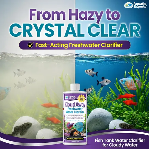 Vista 3 de KloudAway Aquarium Water Clarifier – Clears Cloudy Water in Freshwater Fish Tanks, 1 Liter, Made in USA, Aquatic Experts