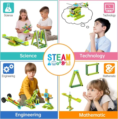 Vista 10 de makerzoid Kit de robot de construcción, más de 370 bloques de construcción educativos, más de 100 modelos, juguete de robot STEM para niños a partir