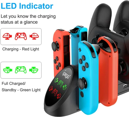 Vista 4 de FastSnail Charging Dock Compatible with Nintendo Switch Pro Controllers and for Joy Cons & OLED Model for Joycon,Multifunction Charger Stand for