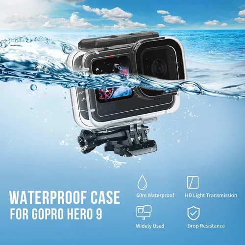 Vista 2 de SHOOT Kit de funda impermeable para GoPro Hero 12/11/10/9, carcasa protectora de buceo, con protector de pantalla y 12 piezas antivaho inserto