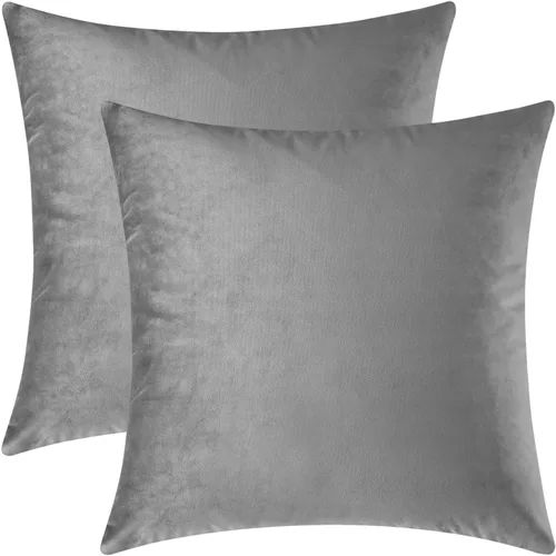 Vista 13 de Mixhug - Fundas de almohada decorativas de terciopelo, fundas de cojín para sofá y cama, juego de 2 fundas azules, 16 x 16 pulgadas