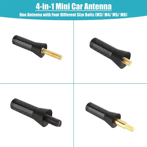 Vista 7 de Antena de radio para automóvil, 1.38 pulgadas, tornillo de fibra de carbono, antena corta para vehículo, camión, radio de aluminio, para decoración
