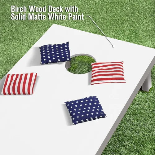 Vista 5 de GoSports 4 ft x 2 ft Regulation Size Wooden Cornhole Boards Set with White Finish - Includes Carrying Case