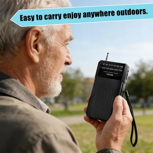 Vista 2 de Radios portátil Am Fm, radio a batería con conector para auriculares y clip trasero, radio de bolsillo con recepción de largo alcance para personas