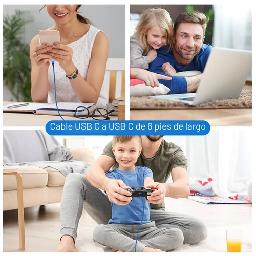 Vista 7 de Cable de carga Samsung de 240 W, cable de carga USBC súper rápido, 6 pies, paquete de 2 cables USB C a USB C, cable de carga de teléfono Android