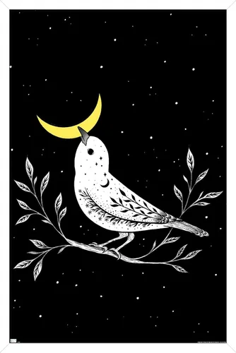 Vista 14 de Trends International Dibujo episódico - Póster de pared de pájaro lunar Versión enmarcada Barnwood