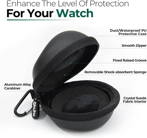 Vista 4 de Ohuhu Funda de reloj de viaje para hombres y mujeres, organizador portátil de almacenamiento de reloj individual con diseño elevado de 2.205 in