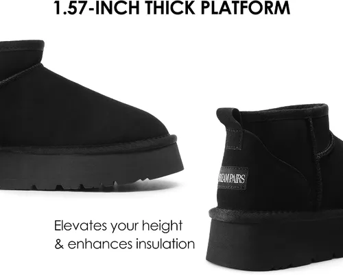 Vista 4 de DREAM PAIRS Botas de nieve para mujer, botas de invierno con plataforma y forro de piel sintética