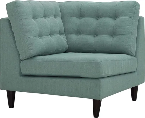 Vista 17 de Sofá esquinero Modway Empress, estilo de mediados de siglo, tapizado de tela en avena, Tela, Celeste