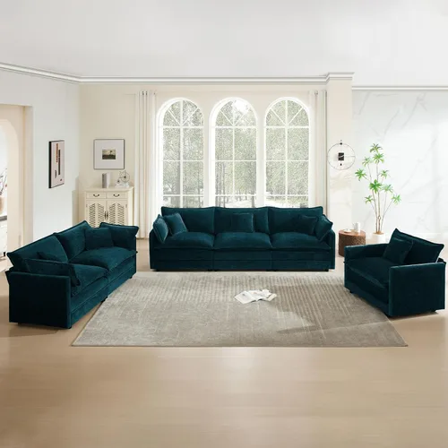 Vista 35 de 76.7" Cloud Couch for Living Room, Deep Seat Loveseat Sofa, Beige Breathable Chenille, 2-Seats Couch for Apartment Small Spaces, Pocket Spring