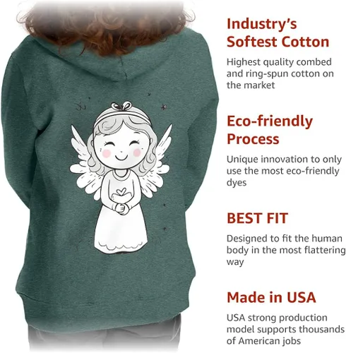 Vista 5 de Angel Print Toddler Full-Zip Hoodie - Illustration Toddler Hoodie - Funny Kids' Hoodie