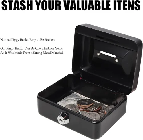 Vista 5 de Jssmst SMCB003 - Caja fuerte con cerradura, regalos de cumpleaños 2017, caja metálica para niños, adultos, resistente, 100% segura , Negro