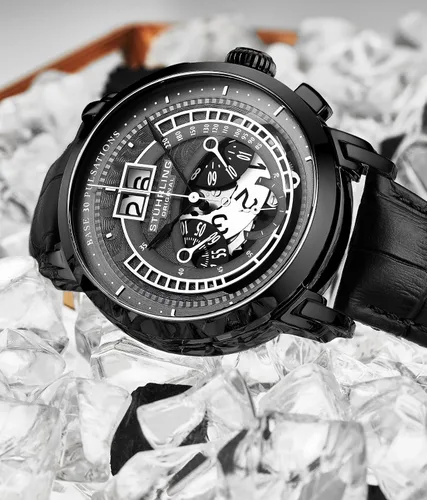 Vista 6 de Stuhrling Original Imperia - Reloj cronógrafo de cuarzo para hombre con correa de cuero