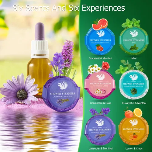 Vista 2 de Vaporizadores de ducha de aromaterapia, paquete de 12 vaporizadores de ducha, regalos de relajación para mujeres, estrés, cuidado personal, spa