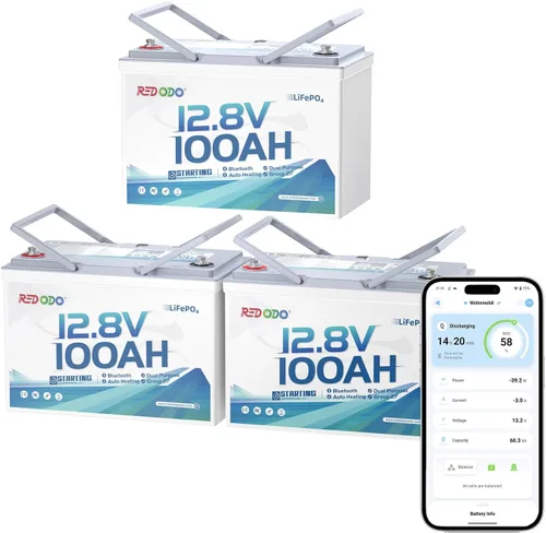 Vista 16 de Redodo - Batería de ciclos profundos LiFePO4 de 12 V y 100 Ah