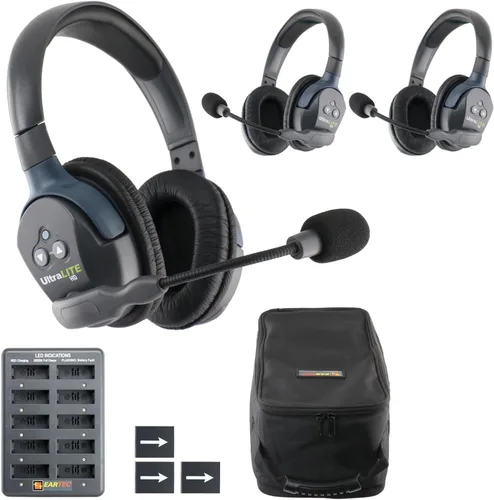 Vista 8 de EARTEC UL2D Ultralite HD Sistema de auriculares de intercomunicación inalámbrico, comunicación dúplex completo para 2 personas, oreja dual, alcance