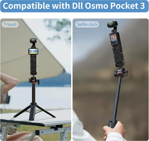 Vista 4 de VRIG Trípode con Palo de Extensión de 21.6", Mini Palo para Selfie Trípode Soporte Mango con Agarre para DJI Osmo Pocket 3, Insta 360 X5 Webcam