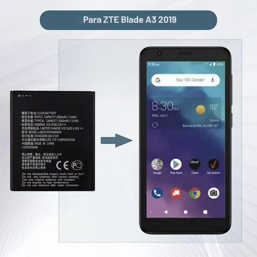 Vista 5 de Batería de repuesto Li3820T43P4h695945 compatible con ZTE Blade A3 2019 con herramientas