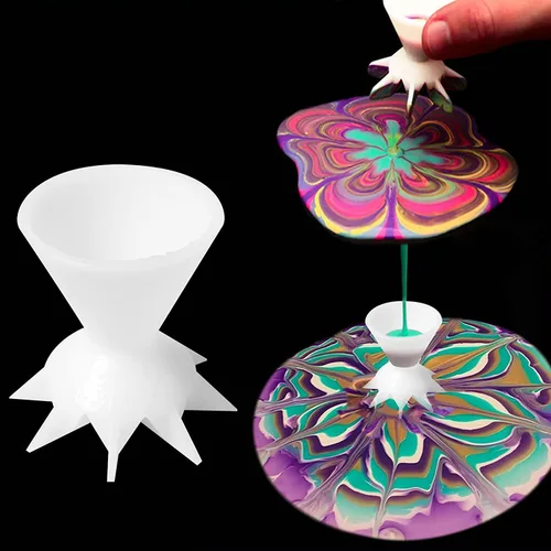 Vista 4 de Taza dividida para verter pintura, mini embudo dividido de 7 patas, mini embudo para verter flores, pintura de bricolaje, embudo para verter