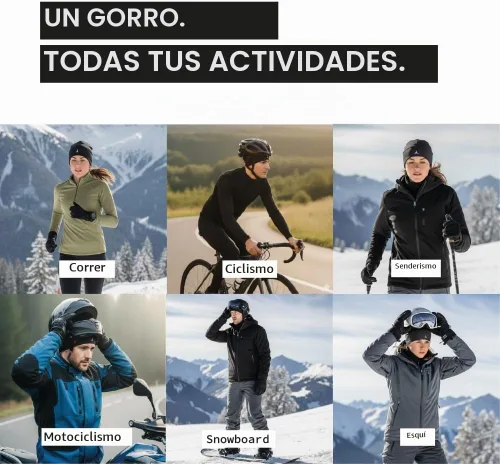 Vista 3 de Gorro Skull Cap con Forro para Casco Running Beanie - Máxima Retención Térmica y Rendimiento de Evacuación de Humedad. Se Ajusta Debajo