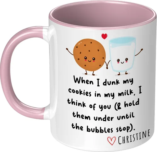 Vista 4 de When I Dunk My Cookies In My Milk I Think Of You - Novelty Coffee Mug White and Many Cute Colors - Funny Gift for Birthday Christmas Thanksgiving