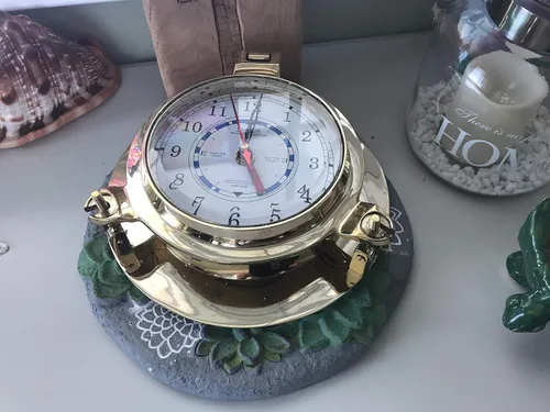 Vista 6 de Reloj de marea de ojo de buey de latón macizo de 9 pulgadas de diámetro. Nagina International