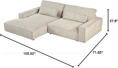 Vista 2 de Container Furniture Direct Luxe - Sofá modular de dos piezas de gran tamaño para sala de estar, sofá en forma de L con diván, tapizado con tela