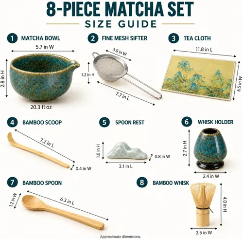 Vista 2 de Kit de matcha de 8 piezas, juego de batidor de matcha