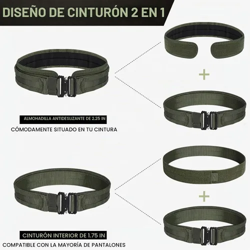 Vista 2 de AIKATE Cinturón táctico de batalla Molle – Cinturón de combate de liberación rápida de 1.75 pulgadas/2.25 pulgadas interior y 2.0 pulgadas exterior