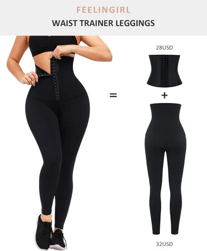 Vista 7 de FeelinGirl High Waisted Leggings Tummy Control for Women Corset Waist Trainer Thigh Slimming Compression Yoga Pants