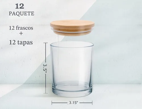Vista 2 de Aroparc Tarros de velas a granel con tapas, 12 frascos de 10 onzas para hacer velas, transparentes aptos para lavavajillas