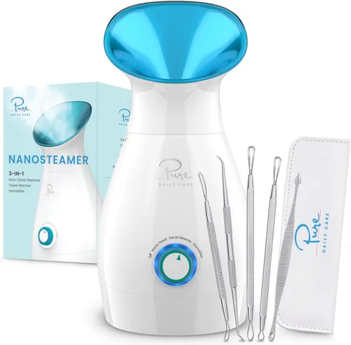 Vista 8 de NanoSteamer - Vaporizador facial nano iónico grande 3 en 1 con control preciso de temperatura - Humidificador - Desobstruye los poros - Puntos