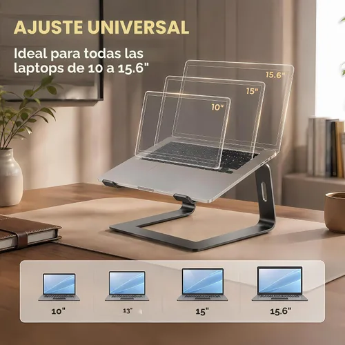 Vista 3 de Orionstar - Soporte portátil para laptop de aluminio, elevador de laptop compatible con Mac MacBook Air Pro de 10 a 15.6 pulgadas, soporte A-Negro