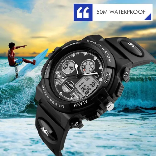 Vista 2 de PASNEW Kids WatchBoy Sports Waterproof WatchLED 50M Alarm Calendar Outdoors WatchWatches with Luminous