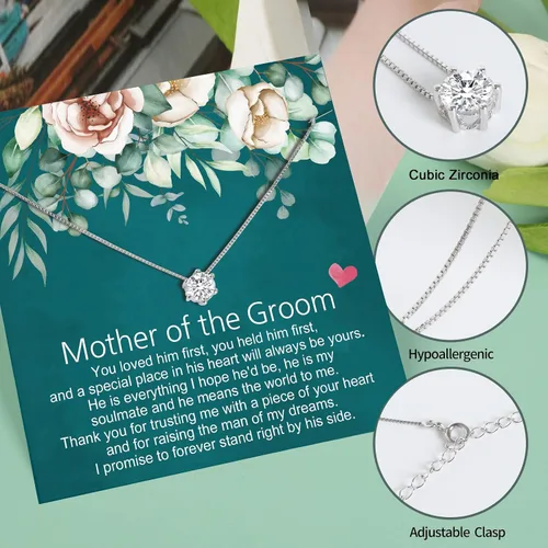 Vista 4 de Gifts for Mom Sterling Silver Cubic Zirconia Necklace Birthday Gifts for Women Girls Christmas Mother's Day Jewelry Gifts