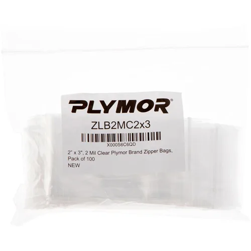 Vista 4 de Plymor 2 "x 3" (caja de 20,000), bolsas de plástico con cierre de cremallera de 2 mil