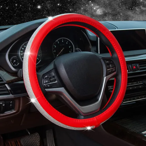 Vista 10 de Nueva funda de volante de cuero con diamantes de imitación brillantes Negro Diamonds