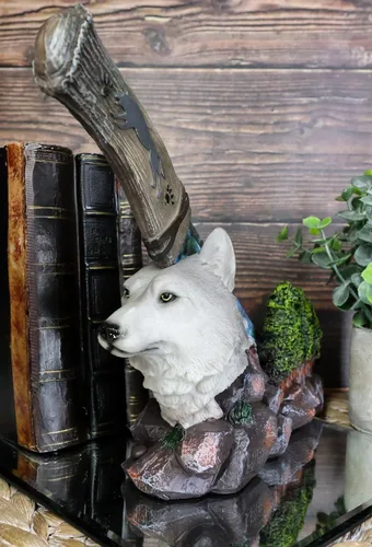Vista 8 de Ebros Animal Spirit Alpha Grey Wolf in Mountain Forest - Estatua de centro de mesa con hoja de acero inoxidable con hoja de acero inoxidable