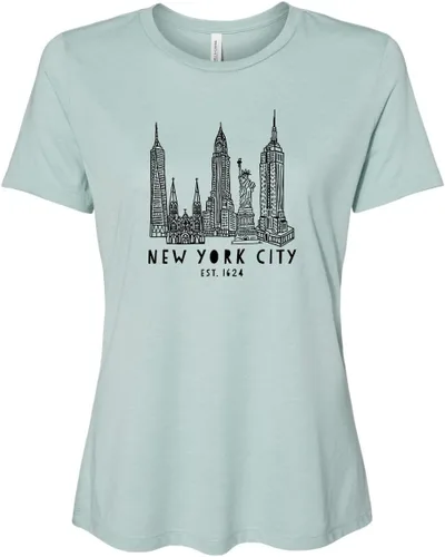 Vista 43 de Cute Women's Screen Printed Crew Neck Tee, Shirts With Sayings, Dusty Blue or Olive