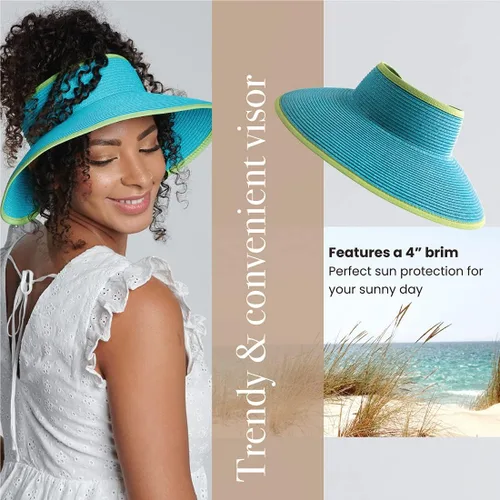 Vista 4 de San Diego Hat Co. Visera ultratrenzada para mujer con cinta y banda para el sudor Aqua Lime