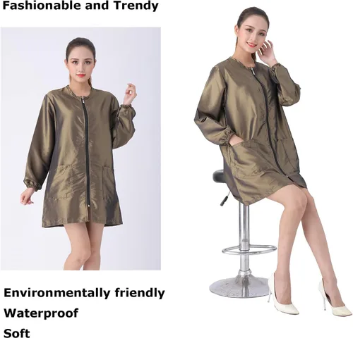 Vista 2 de Chaqueta unisex profesional para estilista, uniforme de cosmetología, cremallera, capa de peluquería, ropa de trabajo, peluquería, belleza, spa