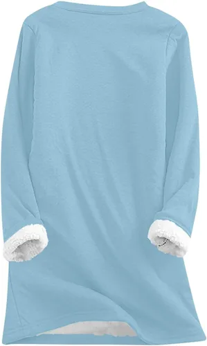 Vista 3 de Sudadera con texto en inglés "Funny Sayings" para mujer, con forro polar, cuello redondo, casual, cálida, linda, larga