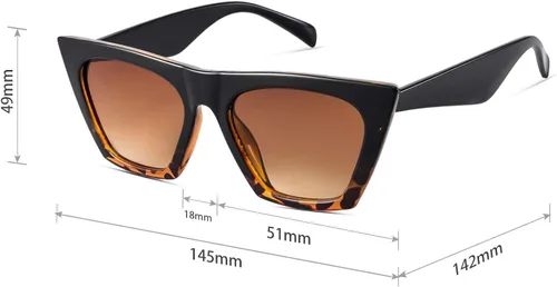 Vista 5 de mosanana Gafas de sol cuadradas con diseño de ojo de gato para mujer, modelo de estilo moderno-SHINE