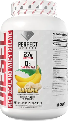 Vista 2 de PERFECT SPORTS Diesel 100% aislado de proteína de suero de Nueva Zelanda Endulzado con stevia, sin ingredientes artificiales, apto para dieta keto