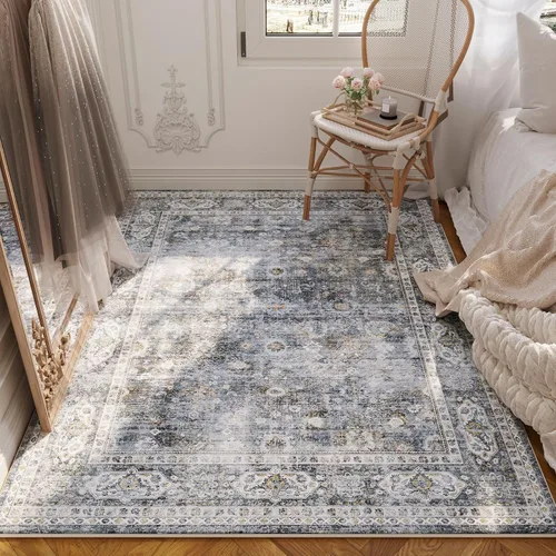 Vista 62 de Rugcomf Alfombra de Entrada de 2'x3' - Patrón Paisley, Tapete para Puerta de Entrada Interior, Floral Vintage, Lavable a Máquina, Alfombra